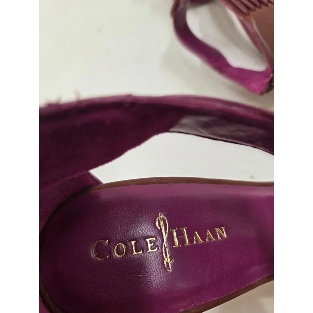 Cole Haan Vivian Brown/Pink Strappy Stiletto Heel Zipper Sandals - Size 8 B